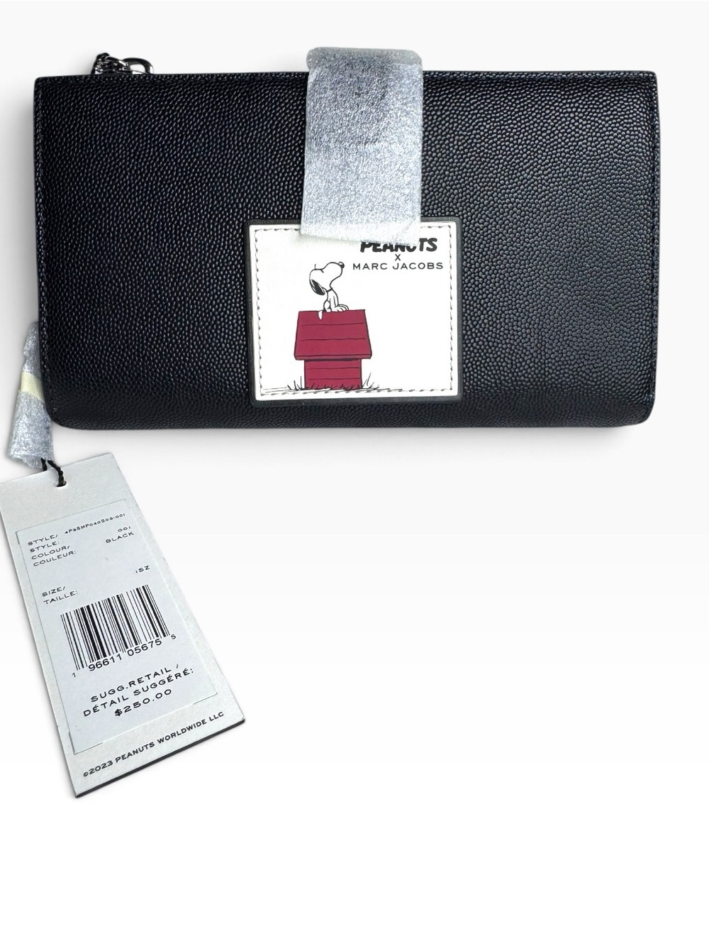 Marc Jacobs x Peanuts Snoopy Long Zip Wallet Black NWT $250